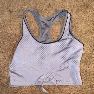 Victoria Pink  Mesh Racerback Crop Top - Light Gray